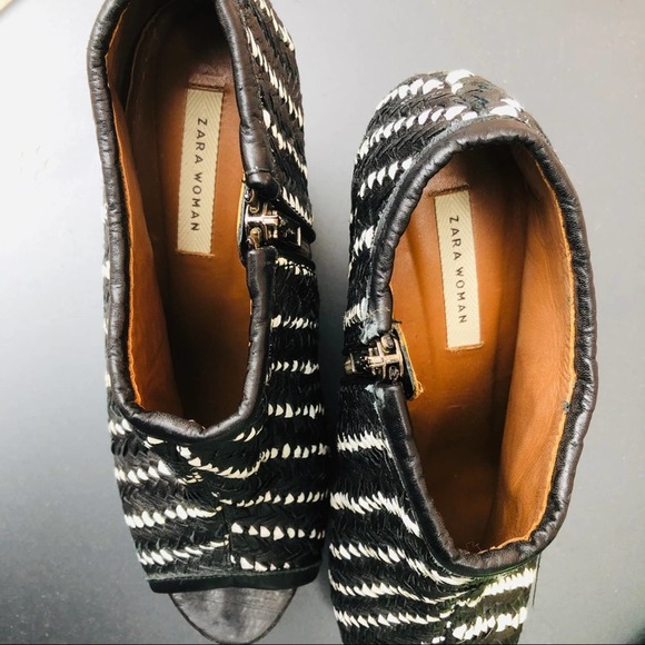 Woven Leather Bootie ZARA Black White - Picture 3 of 4